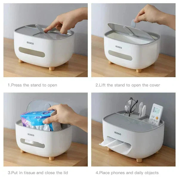 Ecoco Multi-Functional Tissue Box Organizer