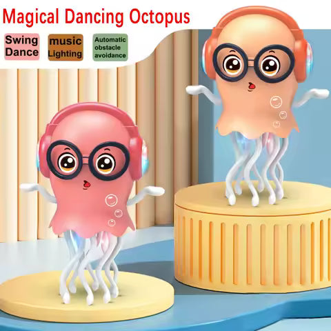 Magic Dancing Jellyfish Octopus, Automatic Induction Obstacle Avoidance Light and Music Toy, Ideal Birthday Gift